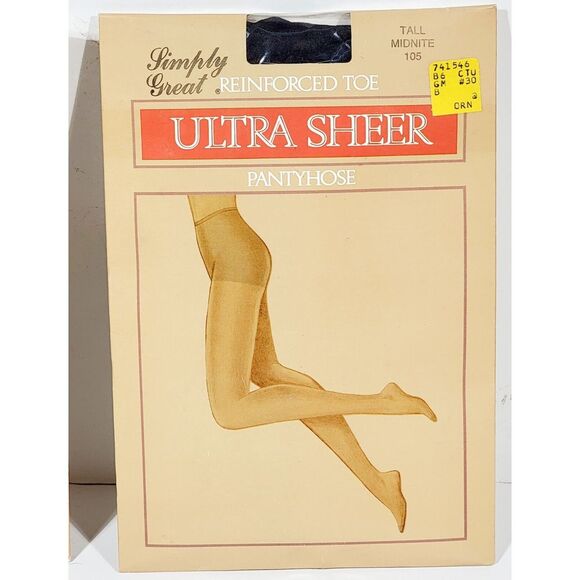 2 Simply Great Pantyhose Tall Midnite 105 Reinforced Toe Ultra Sheer Pantyhose - Picture 4 of 7